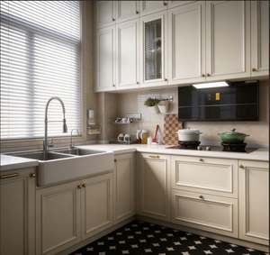 Juego de Muebles de Cocina Completos Personalizados BALOM, Madera de Roble de Lujo con Gabinetes Base para Fregadero e Isla de Cocina para Espacios Amplios - Product Image 4