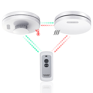 Home alarm system wireless 3M sticker interconnected smoke detector Interlinked smart remoter control Fire smoke alarm