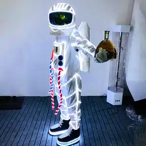 Aydınlık uzay takım noel karnaval cadılar bayramı LED aydınlatma uzay suit kostüm maskeli parti kulübü Cosplay Astronaut cos için
