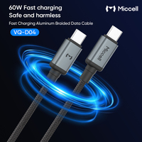 Cable de Carga Miccell 3A de Aleación de Aluminio de 1m, Cable de Datos USB Tipo C para Teléfono Móvil y Tableta