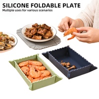 Plateau de rangement pliable en silicone, bol à collation magnétique pliable, organisateur de bureau multifonctionnel, assiette de pique-nique et de camping, vente en gros