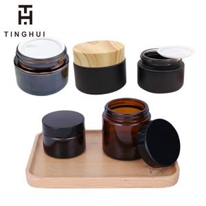 ขวดแก้วใส่เครื่องสำอางสีดำด้าน/ม่วง ป้องกันรังสียูวี ขนาด 30 มล. ขายดี กระปุกครีมขนาด 50 มล. 100 มล. พร้อมฝาสีดำ - Product Image 1