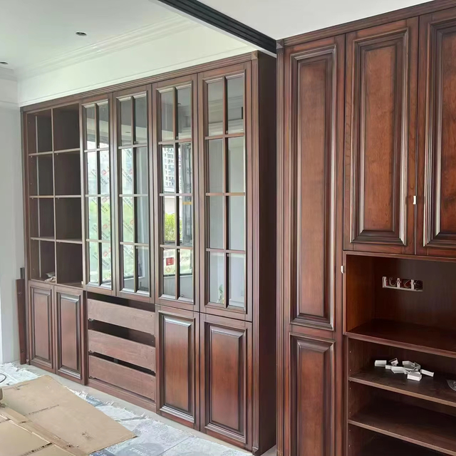 Custom Traditional American Style Solid Wood Cabinetry Full House Storage Solution for Bedroom Living Room