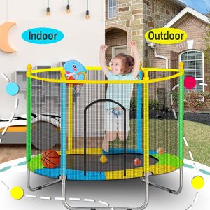 Children's Hexagonal Blue Metal Bounce Bed with Safety Net Solid Pattern for Indoor Use 19-24M Baby Jump <b>Trampoline</b> China - Product Image 5