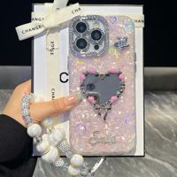Nouveau luxe paillettes 3D goutte à goutte colle étincelant diamant gemme galvanoplastie amour miroir coque de téléphone pour iPhone 16 15 14 13 12 11 couverture