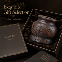 Outil de Moxibustion Personnalisé en Pierre Rouge Naturelle, Design Dragon Phénix, Brûleur de Moxa Portable pour Bien-être et Spa, Fabrication OEM B2B