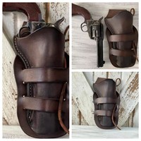 Bestseller Retro Mittelalterliches Steampunk Leder Verstecktes Revolverholster Western Cowboy Pistolenhalter Gürtelzubehör Kostüm