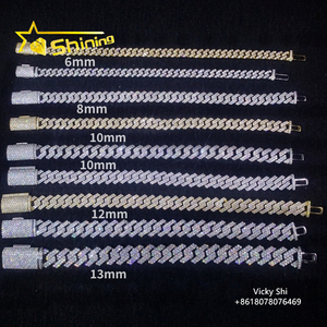 Gioielli Hip Hop, <span class=keywords><strong>Bracciale</strong></span> <span class=keywords><strong>Personalizzato</strong></span> in <span class=keywords><strong>Argento</strong></span> 925 per Uomo, 6MM 8MM 10MM 12MM, <span class=keywords><strong>Bracciale</strong></span> Cubano con Moissanite VVS - Product Image 2