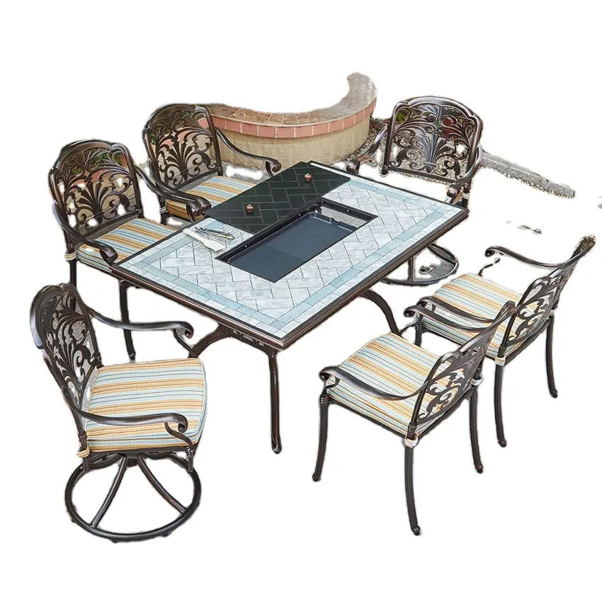 China Wholesale Garden Dining Furniture Patio Aluminum Cast Outdoors For Balcony Table