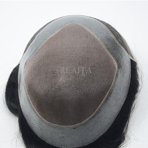 Parrucca con sistema di <span class=keywords><strong>capelli</strong></span> Remy personalizzata per uomo fatto a mano di sostituzione dei <span class=keywords><strong>capelli</strong></span> da uomo <span class=keywords><strong>Toupet</strong></span> in pizzo con <span class=keywords><strong>capelli</strong></span> umani - Product Image 4