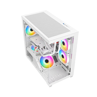 Boîtier de PC de jeu panoramique MicroATX Mid Tower avec vue à 270 degrés, verre trempé, alliage d'aluminium, prend en charge le refroidissement par eau de 360 mm, 420 mm