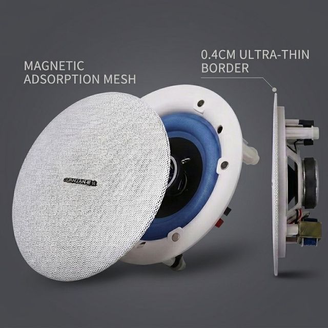 Background Music 200W 2 Zone for Amplifier Kit 5.25" Ceiling Speakers for Living Room Kitchen Whole House Audio