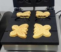 Équipement de boulangerie commerciale, machine à gaufres automatique, formes spéciales, style animal, forme papillon, mini machine à gaufres, CE