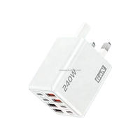 Chargeur rapide USB-C GaN 240W avec 8 ports USB Type-C PD, compatible avec les prises EU, US et UK, charge rapide QC 3.0, adaptateur secteur