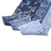 80% coton Graffiti ligne horizontale bleu Jacquard Denim tissu pour jean 10.5 Oz haute qualité Denim tissu en gros