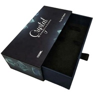 Boîte de rangement en papier rigide à motif personnalisé de qualité supérieure, noir mat, avec tiroir coulissant