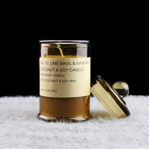 Good Selling <b>Decorative</b> Container for Candles 150ml 350ml 750ml Amber Candle Jars Glass Jars With <b>Lids</b> for Candle Making - Product Image 3