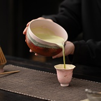 Ensemble de bols à matcha rétro de style japonais Mountain Wilderness Dehua, en céramique à effet de four, accessoires de cérémonie du thé, fouet à thé et agitateur