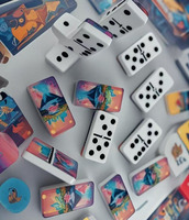 Ensemble de dominos double 6 gravés sur mesure de 28 pièces avec filateurs-Carreaux de bois personnalisés dans une boîte-cadeau pour les jeux, promotions