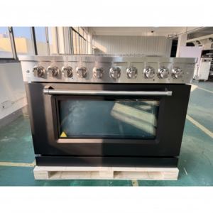 48 pouces. 7,84 Cu. Cuisinière à gaz 7 brûleurs avec four à convection, plaque de cuisson en acier inoxydable, dispositif de sécurité gaz, porte noire mate, usage domestique - Product Image 1
