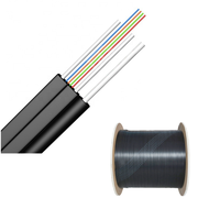 Harga Terbaik Kabel Fiber Optik FTTH 4 Core GJXH GJXFH dengan 2 Kawat Baja FRP Penguat dan Selubung Hitam
