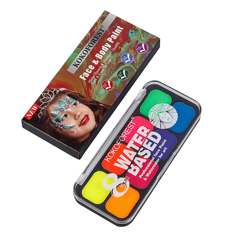 Флуоресцентная 8 цветов Водорастворимая картина тела для фестиваля Хэллоуина вечеринки