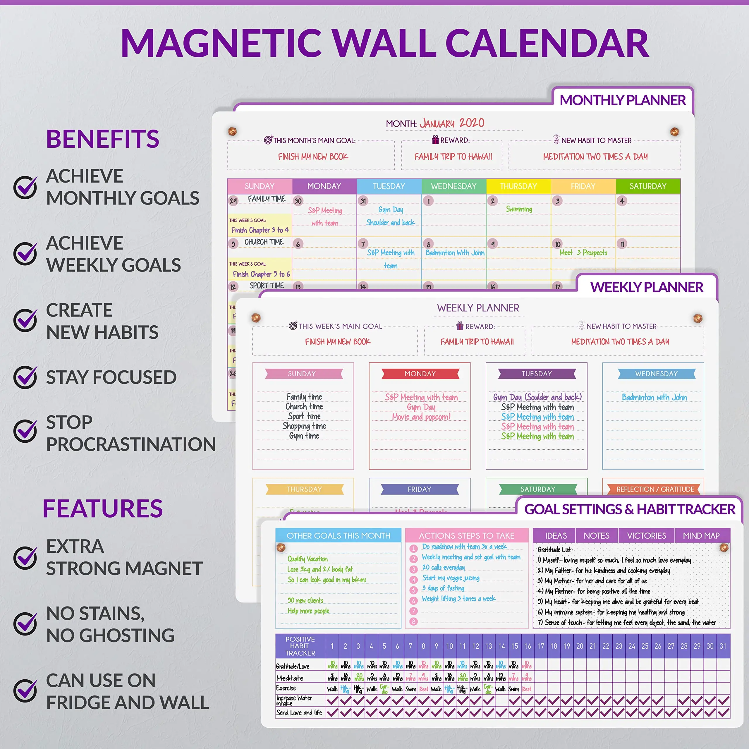 Op Maat Gemaakte Groothandel Droog Wisbord Kalenders Herbruikbare Planner Flexibele Magnetische Whiteboard Wekelijkse Kalenderplanner