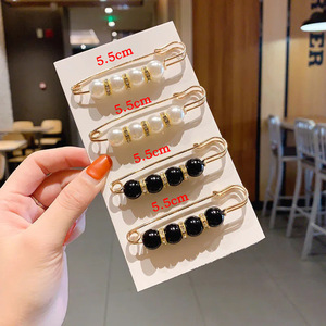 Broches de Moda con Perlas, Imperdibles de 5.5cm, Accesorio de Ropa para Mujer, Uso Diario, Diseño de Gancho de Aleación de Zinc - Product Image 1