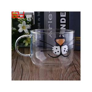 Sunyo Creative Design Verre à café Transparent Mignon <span class=keywords><strong>Chat</strong></span> Kitty <span class=keywords><strong>Tasse</strong></span> à café en verre boronsilicaté Petit-déjeuner - Product Image 2