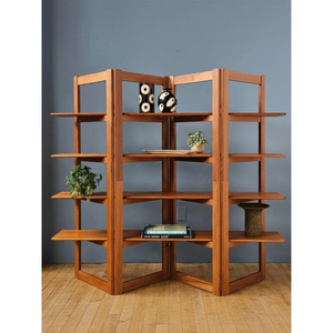 Custom Foldable L-Shaped Bookshelf <strong>Pine</strong> Wood <strong>Corner</strong> Rack for Small Spaces Rustic Display Rack Solid Wood <strong>Corner</strong> <strong>Shelf</strong> - Product Image 2