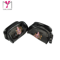 Pochette de toilette transparente en PVC épais avec fermeture éclair, imperméable, grande capacité, pour maquilleurs, sac à cosmétiques transparent à bandoulière