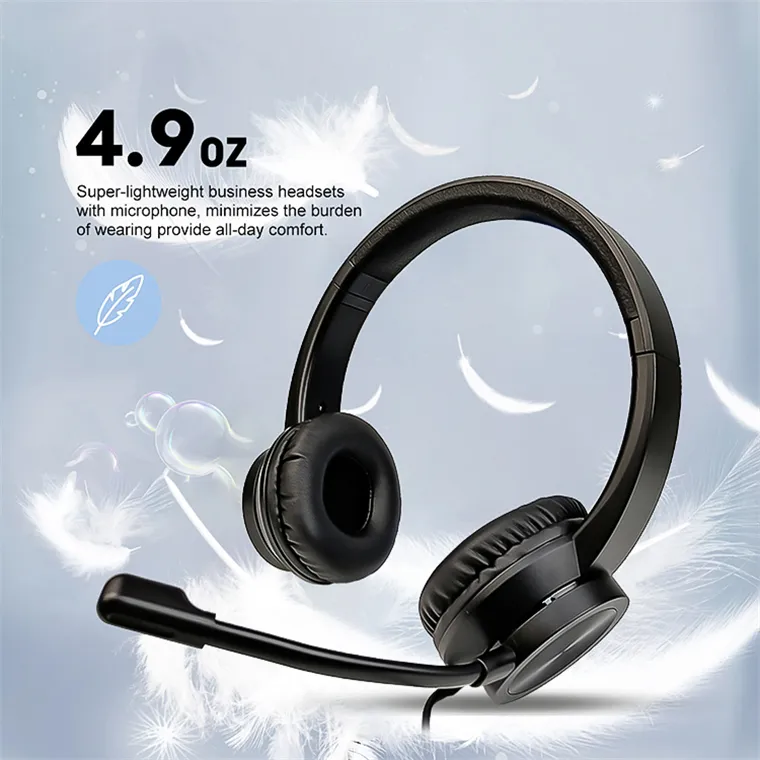 Microphone noise cancellation USB headset with removable 3.5mm plug for office team calling