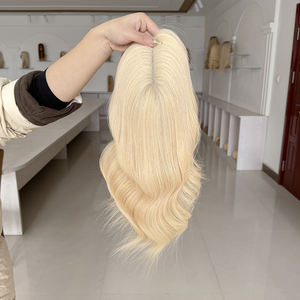 Topper de Cabello Humano Ondulado Rubio Duradero y Transpirable de Fábrica al por Mayor, 14-18 Pulgadas, 5*6 Mono Topper de Alta Calidad # 60 Colores - Product Image 5