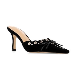 Xinzirain-Sandales mules à talons hauts en cuir suédé avec nœud pour femme, taille 43 - Product Image 1