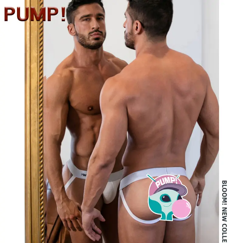 Pompa siyah beyaz çift g-String spor pamuk eşcinsel T pantolon iç giyim Jockstrap erkek Thongs erkek seksi iç çamaşırı