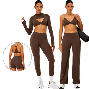 Conjunto de Yoga de 3 Piezas con Logotipo Personalizado para Mujer, Ropa Deportiva con Tirantes Ajustables, <span class=keywords><strong>Bolero</strong></span>, Alta Elasticidad - Product Image 1