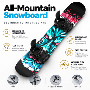 Snowboard en fibre de carbone Snow Warrior All Mountain 145-159 cm, planche de freestyle sans fixations, pour débutants, hiver - Product Image 2
