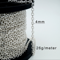 Chaîne à maillons en argent sterling 925 de 4 mm, coupe diamant, épaisse, pour homme, fabriquée à la machine, pour collier et bracelet