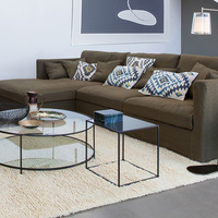 Table basse carrée moderne en verre et métal, avec bout de thé, pour la maison, le bureau, l'hôtel