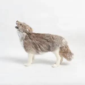 ITZZZ Levendige Realistische Bos Hout Wildlife Staande Wolf Beeldje taxidermie levensgrote poppen voor home decor