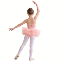 Justaucorps rose à col en V avec poignets en résille pour la danse – Prix direct usine
