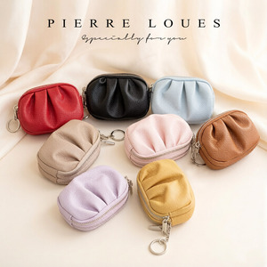 Pierre Loues Pleated Mini Coin <b>Purse</b> Pu Leather Key Earphone Lipstick Bag Portable Multifunctional Women <b>Small</b> Wallet - Product Image 1