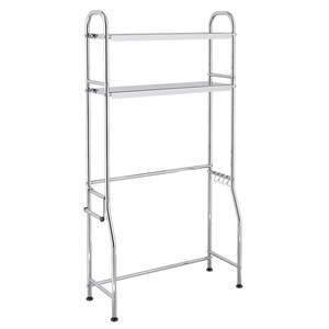 Stainless Steel Bathroom Storage Rack 3 Tier Freestanding Toilet <b>Shelf</b> With <b>Hooks</b> For Bathroom Organization - Product Image 5