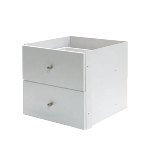 White &amp; Oak Dual Drawer <strong>Insert</strong> for Grid Cabinets - Adjustable Vertical <strong>Shelf</strong> Divider Space-Saving Cabinet Organizer <strong>Insert</strong> - Product Image 1