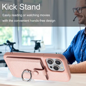 เคสโทรศัพท์หนังแบบกระเป๋าสตางค์พร้อมช่องใส่บัตรแม่เหล็กสำหรับ <span class=keywords><strong>iPhone</strong></span> 17 16 15 14 13 พร้อมห่วงดึงแบบพับได้ - Product Image 5