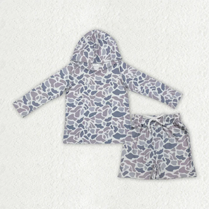 Tenues décontractées en deux pièces pour garçons, imprimé camouflage, sweat à capuche à manches longues et ensemble de shorts, vêtements pour enfants garçons - Product Image 4
