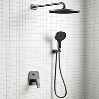 Sistem Shower Tersembunyi Weihao Matte Black, Shower Head Bulat Terpasang di Dinding, Handheld Spray, Keran Mixer Shower untuk Kamar Mandi