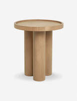 Table d'appoint en bois de chêne massif avec plateau, trois pieds cylindriques, table de chevet minimaliste, console durable pour entrée, salon, chambre, hôtel