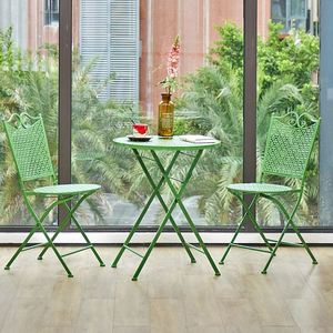 <span class=keywords><strong>Mesa</strong></span> y <span class=keywords><strong>silla</strong></span> plegables de ocio de hierro forjado para balcón, juego de <span class=keywords><strong>mesa</strong></span> de muebles de jardín de tres piezas - Product Image 4
