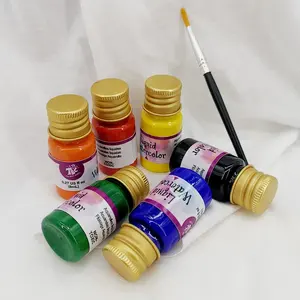 Non toxic Transparent water soluble 6 colors liquid water color paint set Watercolor for Art Drawing Kids Painting with Brush